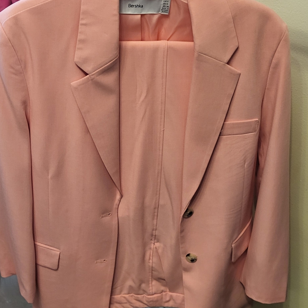 Bershka Women Pink Blazer Set Size M